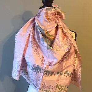 Jim Thompson Thai silk scarf featuring an elephant design.